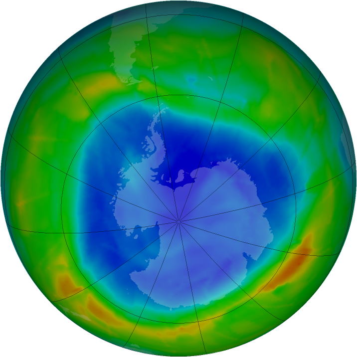 Antarctic ozone map for 03 September 2010